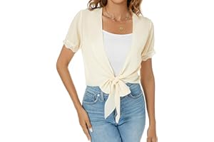Famrrifuu Coprispalle Donna Elegante Chiffon Cardigan Leggero Estivo Manica Corta Giacca Casual Bolero Corto
