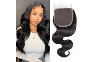 DUAUJUIU Body Wave Human Hair 4x4 HD Lace Closure Brazilian Hair Human Hair Closure for Black Women Natural Remy Hair Soft Swiss Lace Closure 10 Inch