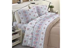 BANZAII TEXTILE INNOVATOR ONLINE Banzaii Completo Lenzuola Matrimoniale Maxi Invernale in Flanella Felpate 100% Cotone Anti-Pilling 2 Piazze Maxi Beatrice Azzurro