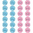 SHENLONG 24pcs Gender Reveal Stickers,12xTeam Boy&12xTeam Girl Labels Stickers,Blue and Pink Round Stickers for Party Invitations Voting Game Gender Reveal Baby Baby Shower Party Supplies(3cm)