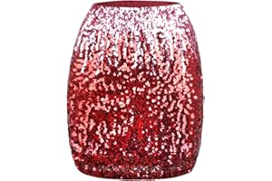 Kefiyis Jupe à paillettes pour femme - Taille élastique - Jupe à paillettes avec doublure - Pour festival, carnaval, fête