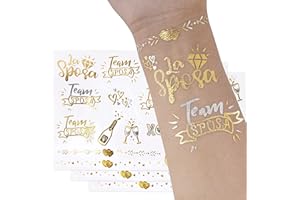 FLOFIA 54pz Tatuaggi Temporanei Sposa Gadget Amica Team Bride per Decorazioni Matrimonio Nozze Feste Addio al Nubilato Doccia Nuziale 3 Fogli Oro