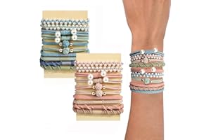 RIXERKOC 20 gomas de pelo bohemias, Gomas Elásticas Para el pelo para Niñas y Mujeres, Gomas Del Pelo Elásticas Accesorios Diarios Para Numerosos Tipos de Cabello, Trenzado,Coletas (F)