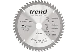 TREND Lame de scie circulaire pour stratifié et HPL, diamètre 168 mm, alésage 20 mm, 52 dents, trait de scie 1,8 mm, crochet -5°, TCT, finition, CSB/PT16852