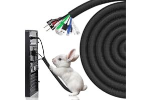 AGPTEK Guaina per Cavi Autorichiudente, Rivestimento Flessibile in Tessuto per Fili Elettrici, Organizzazione Cavi per Scrivania, TV, PC – Protezione da Cani e Gatti, 25mm-2m