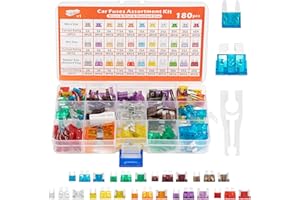 BAFIWU 180 pcs Kfz Sicherungen Set, Auto Sicherungen Set, Micro sicherungen Auto, Mini Flachsicherungen, Standard, 1 Sicherungszieher-für PKW/Motorrad/Wohnmobil(2A-40A）