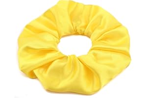 Mytoptrendz® Plain Satin Hair Scrunchies Ponytail Hair Tie Traceless Luxurious Bobbles Classic Hair Accessory (Yellow)