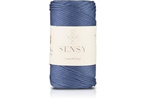 S SENSY Sensy Premium 3 mm 120 Meter Polyester-Seil, 100% Polypropylen-Kordel, Makramee-Kordel, 3 mm Häkeltaschen-Kordel, Makramee-Seil, Häkelgarn, Geschenk für Stricker (Denim)