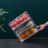 YekouMax Fridge Organizer, Stackable Fridge Organizer, Reusable Fridge Organizers, Suitable for Home Kitchen, Refrigerator, B