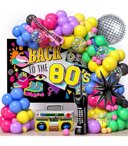 8 Stück Disco Folienballons – 22 Zoll Discokugel, Roller Skate & Radio, 80er/90er Retro-Partydekoration