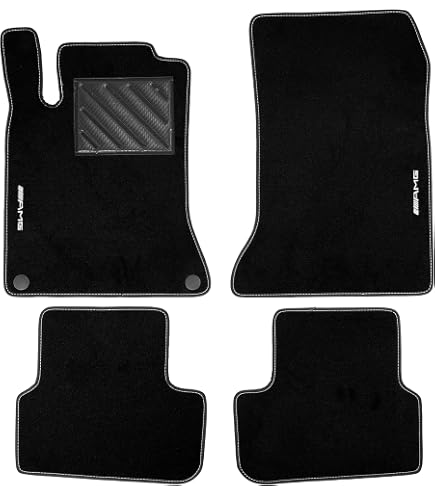 Kit Tappetini Auto QUEMAR Per Mercedes Classe A/CLA/GLA (2012-2018) - Personalizzati Con Ricami, Made In Italy, Moquette E Gomma, Bordo Rosso