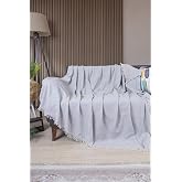 VALOROSO TEKSTİL Pamuklu Zikzak Desenli P&uuml;sk&uuml;ll&uuml; Koltuk &Ouml;rt&uuml;s&uuml;, 170x210 cm, Geometrik Desen, Minimalist Stil, Yıkanabilir (Gr