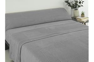 D DONEGAL COLLECTIONS Donegal Collections - Juego de Sabanas Coralina Cama 135 - Set 3 Piezas Bajera Ajustable, Sábana Encimera y Funda Almohada - Sabanas Coralina 135 - Sábanas 135 x 190 - Sabanas Invierno - Gris