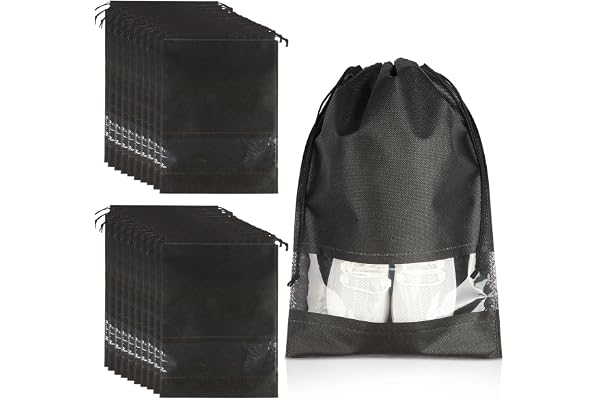 Crynvor, förpackning med 20 reseväskor av tyg med dragsko, väska för skor, väska för resor, väska för skor, dammtät, väska för skor, förvaringsväska, väska för skoförvaring med genomskinlig öppning 32