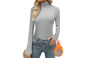 Terecey Intimo Termico Donna a Collo Alto Dolcevita Cotone a Manica Lunga Maglia Intima Leggero Maglia Termica da Donna Traspirante Invernale Basic Top con Asole per i Pollici S-XXL