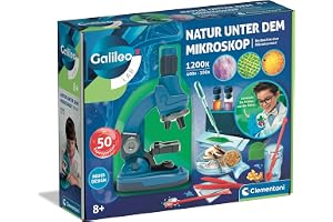 Galileo Lab Natur under mikroskop – mikroskop för barn – experiment för barn från 8 år, forskare set från Clementoni 59487