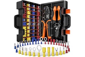 SOMELINE® Set di Pinza Crimpatrice Capicorda, 36 Tipi [0,34-6 mm²] Capicorda Elettrici a Crimpare con Spelafili, Faston Connettori, Faston Elettrici, Pinza Capicorda, Pinza per Capicorda