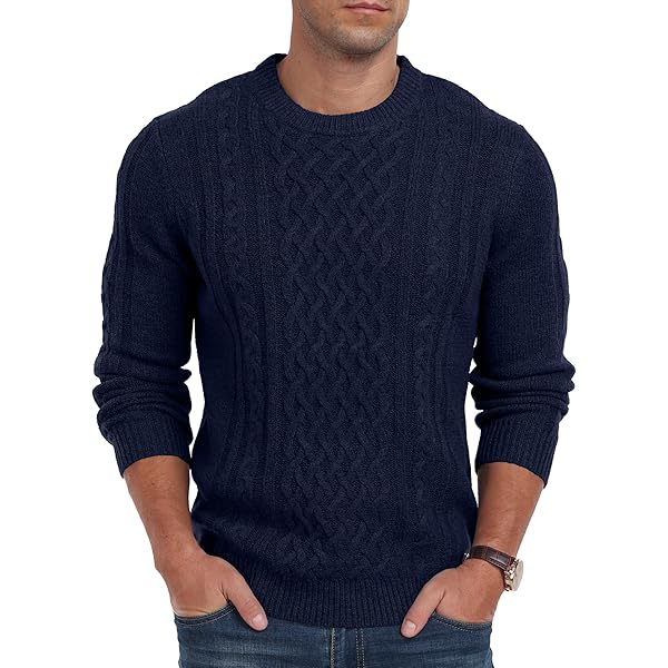 Hisir Heren truien , kabelgebreid, warm voor de winter , met ronde
