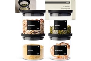 KIVY Vorratsgläser mit transparenten Glasdeckel [4x 500ml] Luftdichte Aufbewahrungsgläser mit Deckel - Vorratsdosen mit Deckel luftdicht - Glas Aufbewahrung - Aufbewahrungsdosen Küche