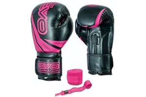 Evo Fitness Signore Rosa GEL Rex In Pelle Guantoni Box Sacco Da Boxe MMA Muay Thai Arti Marziali Kick Boxing