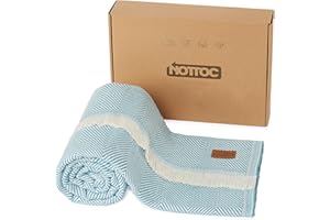 nottoc Tagesdecke Einzelbett Türkis 100% Baumwolle Sofadecke Bettüberwurf Couchbezug Wendedecke 150x200 cm