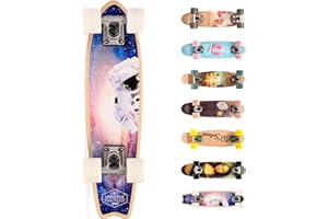 ‎METEOR Meteor Fancy Board Vintage Mini Cruiser Complete Echtholz Kanadisches Ahorn Skateboard Ridge Mini Skate Skateboard Retro 55cm / 22"