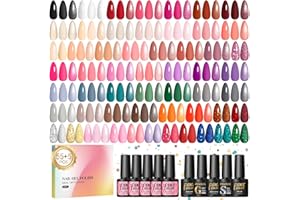 PEACECOLOR 60PCS Gel Nail Polish Set: Gel Nail Polish Starter Kit White Nude Glitter Red Colours with Base Coat and Glitter Matte & Glossy Top Coat Manicure Kit DIY Home Gifts for Women