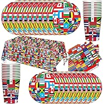 Set Stoviglie Per Feste Di Compleanno - Piatti, Bicchieri, Cannucce, Tovaglioli E Tovaglia Per 10 Persone, Decorazioni Colorate