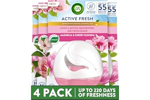 AIRWICK Air Wick Magnolia & Cherry Blossom Gel Freshener, Pack of 4, Long-Lasting Fragrance up to 55 days, Bathroom & Kitchen Odour Eliminator, Pet Neutraliser, Home Scent Solution.