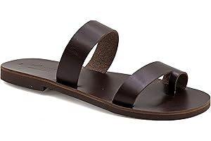 EMMANUELA HANDCRAFTED FOR YOU Emmanuela Sandali in pelle fatti a mano greco, sandali a scorrimento di alta qualità, scarpe estive per uomo, sandali ad anello di punta, sandali scorrevoli per uomo