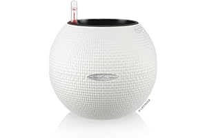 Lechuza – Pot de Fleurs d’Extérieur et d'Interieur – Puro Color – Réserve d'Eau Intégrée – Coloris Blanc – Ø 20 x 16 cm