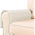 Guken Armrest Covers for Arms, Sofa Arm Covers for Living Room Loveseat Sofa Couch Recliner Armchair Slipcover Sofa Arm Protector for Pets, Set of 2 Textured Linen Woven Look Flat Edge, Champagne