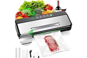 INKBIRD Vacuum Sealer Machine, Automatic Food Vacuum Sealer Machine, Sealing-Time Countdown&Viewable Window,Built-in Cutter&Roll Storage, 5-Modes, LED Indicator,Vacuum Seal Bag*5, Roll*1&Seal Gasket