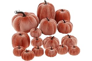Yatinkim Assorted Mini Fabric Pumpkins Artificial Velvet Pumpkin Decorating Handmade Fall Party Decorations Wedding Centerpieces Halloween Orange 16Pcs