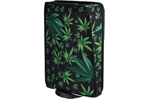PlayVital Staubhülle für ps5,Staubschutze Hülle Spritzwasserdichte Tasche,Schutzhülle Abdeckung Case für PS5 Konsole Digital Edition&Regular Edition(Grünes Unkraut)