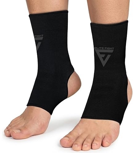 Paire De Bandages De Cheville Élastiques Meister – Compression MMA, Muay Thai, Boxe, Adapté Aux Pointures 7 à 14