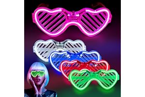 Yomaido Neon Light Up Glasses Party - 5 Pack LED Shutter Shadeds Glasses Flashing Glow Sunglasses Rave Glasses for Concert, Christmas, Halloween, Birthday New Years Eve Party Decorations