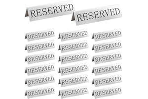 TESIN 20 Pcs Table Reserved Signs, Double Sided Metal Table Reservation Cards, Formal Party Supplies for Wedding Reception, Christmas, Business, Restaurant, Cafe - Silver
