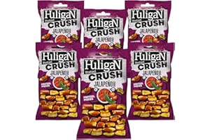 Huligan Jalapeno Pretzels 65G x Pack of 6 - Baked Pretzel Thins Savoury Snacks Bulk Healthy Vegetarian Snack Box Crisps Multipack