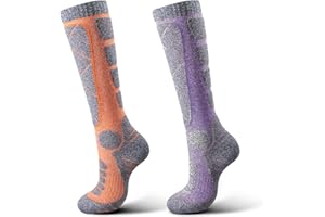 ANQFZQE Ski Socks for Men Women, 2 Pairs Thermal Knee High Socks Skiing Snowboarding Sports Winter Thermal Ski Socks Men for Ski,Hiking, Cold Weather and Hunting