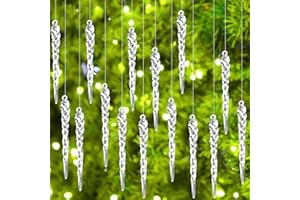 GEEHUA 25 szt. Świąteczne akrylowe sople wiszące ozdoby, choinka, kryształowe dekoracje, sople lodu, dekoracje świąteczne, kryształowe ozdoby na Boże Narodzenie, Nowy Rok, wakacje, zimowa dekoracja
