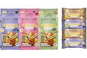 Glowkitchen banana bread mega bundle - alle Sorten/verschiedene Größen - vegan - bio - über 50% weniger Zucker - lange haltbar - mit Dinkel & 30% Banane