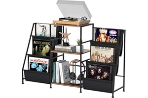 VEDECASA Libreria tavolino con ripiano a 3 ripiani, in vinile, per soggiorno, supporto per dischi in vinile, per fino a 200 album