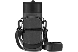 CaseBot Torba na butelkę z wodą, torba na ramię, sportowa torba na butelkę wody, rękaw z regulowanym paskiem na ramię i 2 kieszeniami dla mężczyzn i kobiet, wędrówki, kemping, podróże, Czarny,