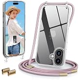 GOODVISH Clear Case for iPhone 17 6.3" with Rope, Pink | Phone Case with Cord, with Adjustable Strap, Anti-Drop, Anti-Scratch
