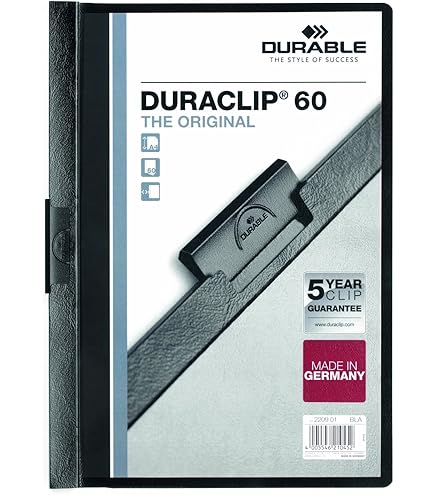 Cartelline Portadocumenti Durable Duraquick - Con Clip Piatta, Formato A4, Blu - Confezione Da 20 Pezzi