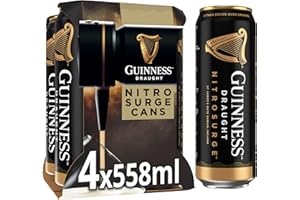 Guinness Draught│Nitrosurge│Stout Beer│4.1% vol│4x558ml│Perfect Pub Pour At Home│Cans │Device Sold Separately