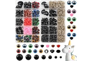 ROYUEXT 692 Pcs yeux de sécurité pour animaux au crochet, ensemble d'yeux de sécurité colorés 6-27mm, 6,7,8,10,11,12,14,18,22,27 yeux avec rondelles pour animaux au crochet Amigurumi poupée