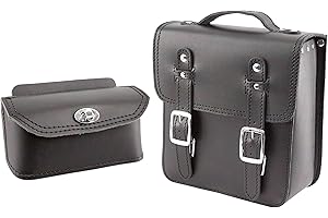 GENERISCH made4bikers Set Leder Lenkertasche und Hecktasche mit Schnellverschluss in Schwarz Tasche für Simson Schwalbe Sperber Star Spatz KR50 KR51 SR4