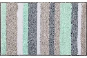 Pauwer Tapis de Bain Absorbant Antidérapant Tapis de Douche Microfibre pour Salle de Bain Tapis de Sol Lavable en Machine (45X65cm,Vert/Gris)